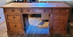 Rustikální velký psací stůl - celomasiv