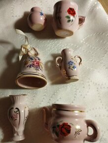 6 kusů růžového porcelánu miniaturní