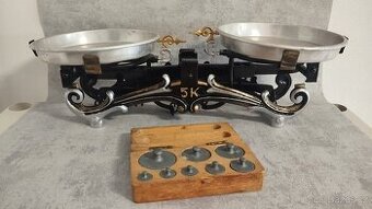 Dvoumiskové staré 5kg váhy po renovaci + závaži