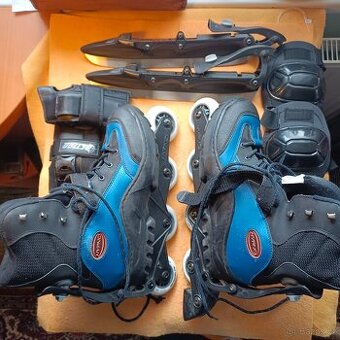 značkové kolečkové a současně ledové brusle - 43,5 - nové