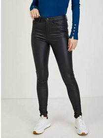 Černé dámské koženkové skinny fit kalhoty ORSAY - 1