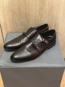 Nové/nenošené vínové kožené polobotky vel. 45 - 1