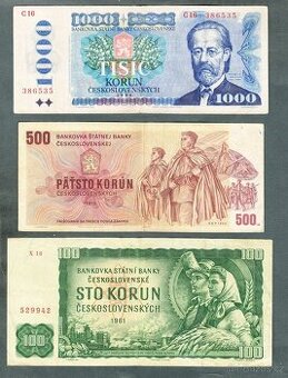estava bankovky 100-500-1000 kčs