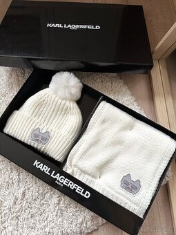KARL LAGERFELD SADA ZIMNÍ ČEPICE A ŠÁLA