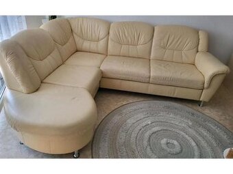 Luxusní rohová rozkládací kožená sedací souprava,3175