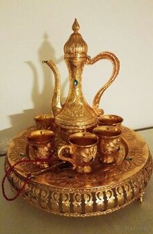 Orientální kávový servis – 6 šálků + konvice + podnos