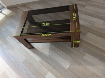 Konferenční stolek s tónovaným sklem – Dekor dřeva