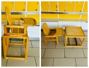Rozkládací dětská židlička a stoleček z masivu