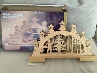 Vánoční dekorace zdobení stromečku svítící oblouk na baterky