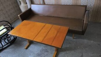 Retro sedačka + 2 křesla + stolek