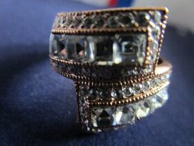 Masivní prsten Swarovski krystaly-plněné zlato, váha 7.13g - 1