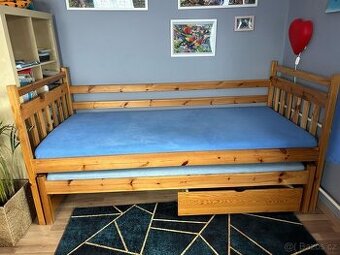 Postele masiv 4v1, 3xpostel+2xšuplík nebo palanda