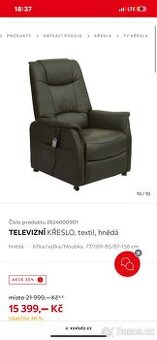 Prodám nové elektrické polohovací křeslo