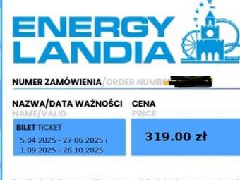 Energylandia lístky 2x dospělí 1x dítě