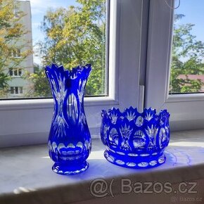 modrá váza a miska ceasar crystal