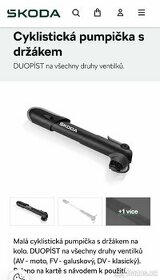 Cyklistická pumpička ŠKODA s držákem