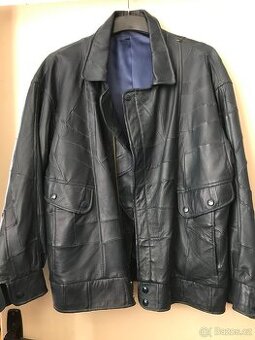 Pánská kožená bunda XL tmavě modrá