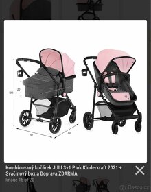 Kočárek Kinderkraft Juli růžový 2v1
