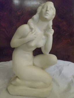 Velká Starožitná Socha - Sádra - AKT DÍVKY - KLEMENT LORENC