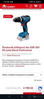 Aku vrtačka BOSCH PROFESIONAL GSR18V-65