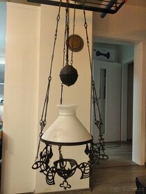 Starožitný lustr na kahan, lampu, petrolejku