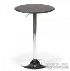 Barový stolek, stůl, černý, ekokůže, 66x91x60cm