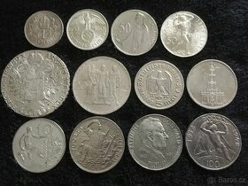 12 kusů stříbrných RU, ČSR, Německo atd., každá mince jiná
