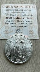 2020 Zodiac Virtues investiční stříbro 1oz ryzost 999 - 1