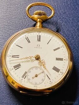 Omega zlaté 18-karátové dvouplášťové kapesní hodinky