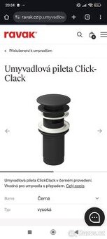 Výpust umyvadlová click/clack Ravak