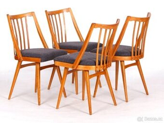 Dubové jídelní židle s novým čalouněním, 4 kusy.