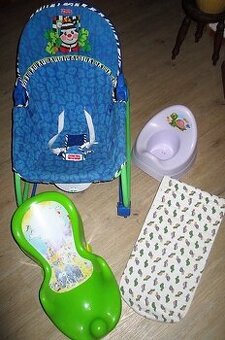 Houpací lehátko, podložka do vaničky, plastová + látková