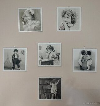 Sada dřevěných obrázků dětí (vintage styl)