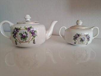Porcelánová čajová konvička + cukřenka „Bety“ (retro)