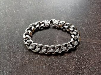 NOVÝ masivní pánský náramek Pancer Curb Silver Steel š.15 mm