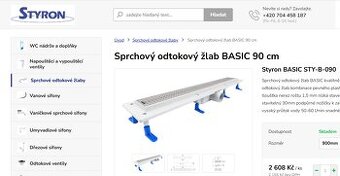 Sprchový odtokový žlab