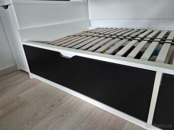 IKEA postel Flaxa, rošt Lönset, matrace, komoda