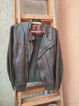 Retro kožená bunda s úpletem