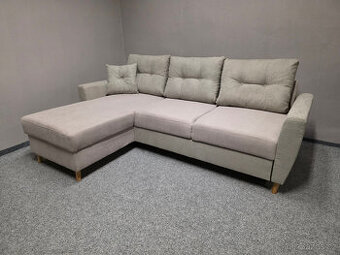 Nová rozkládací oboustranná rohová sedačka béžovošedá