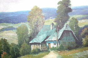 Josef Hurt (1881 - 1945), olej na desce 47 x 67 cm + rám