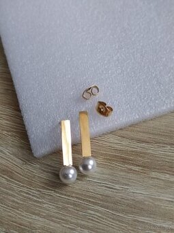 Náušnice perlička ocel pozlacená