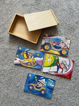 Dřevěné puzzle 4x Večerníček, zn.Bino