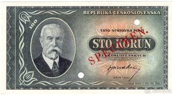 100 Kčs bez data (1945), Bankovní vzor - přetisk SPECIMEN - 1
