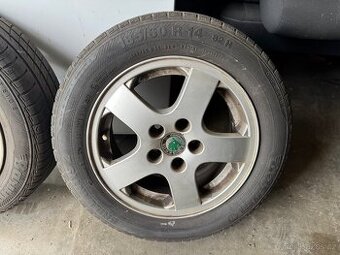 Alu Fabia 1 R14 + pneu na sezónu (Barum 185/60)