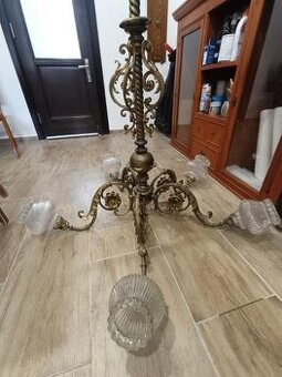 Velký starožitný mosazný lustr