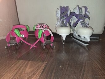 Dětské nastavitelné brusle Oxelo + první brusličky – vel. 26