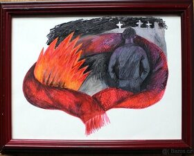 ČERVENÁ ŠÁLA - AKVAREL