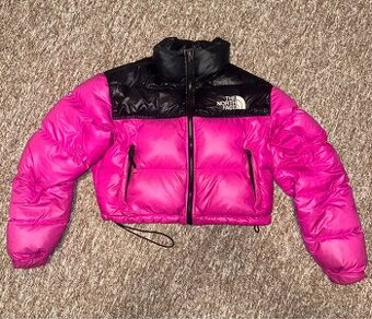 Růžová lesklá North Face bunda