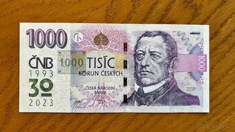 Vyrocni bankovka 1000 s pritiskem ČNB