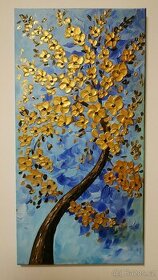 Obraz strom / větev se zlatými květy / abstrakce